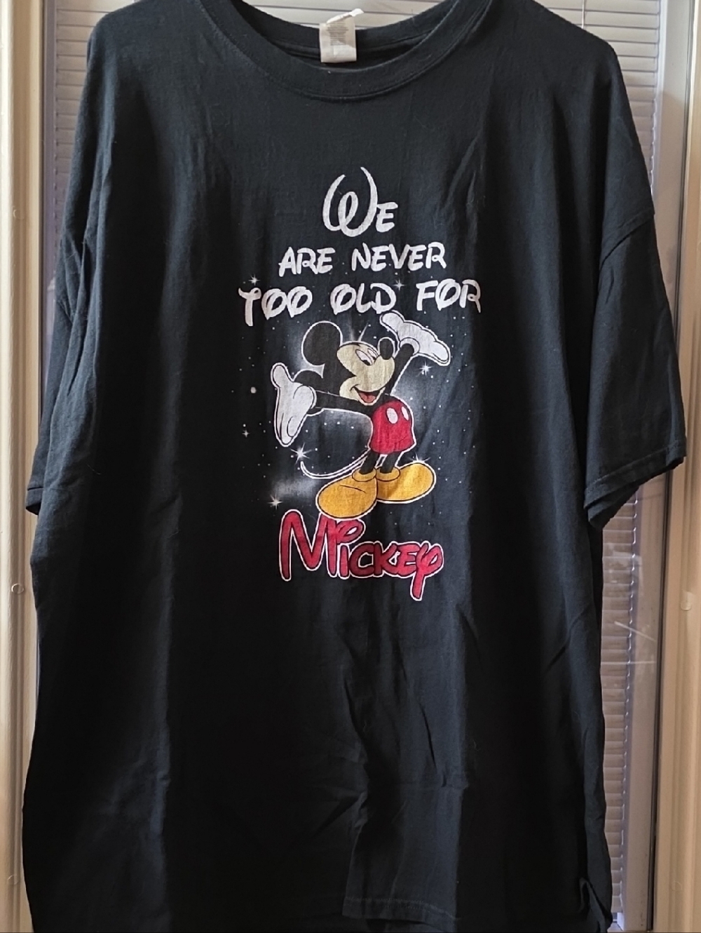 Gildan Black Womens Mickey Mouse Tee with Red & Yellow Accents